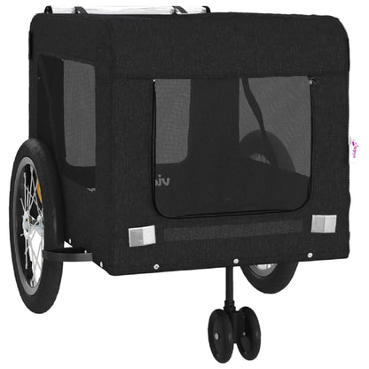 Hondenfietstrailer oxford stof en ijzer zwart