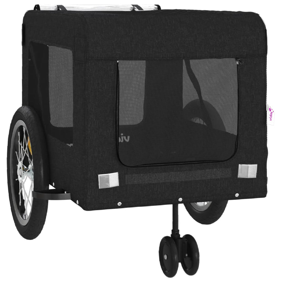 Hondenfietstrailer oxford stof en ijzer zwart