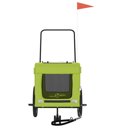 Hondenfietstrailer oxford stof en ijzer groen en zwart 123 x 63 x 66 cm Groen