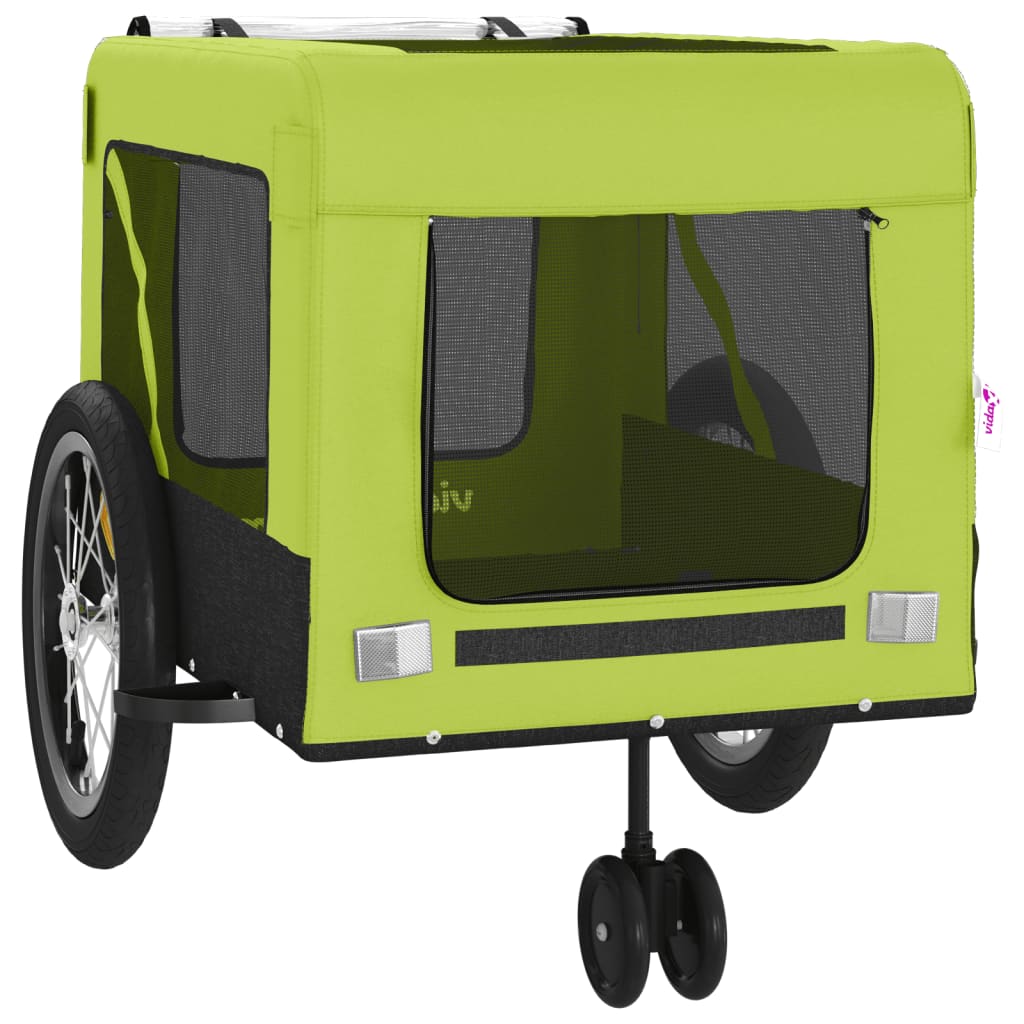 Hondenfietstrailer oxford stof en ijzer groen en zwart 123 x 63 x 66 cm Groen