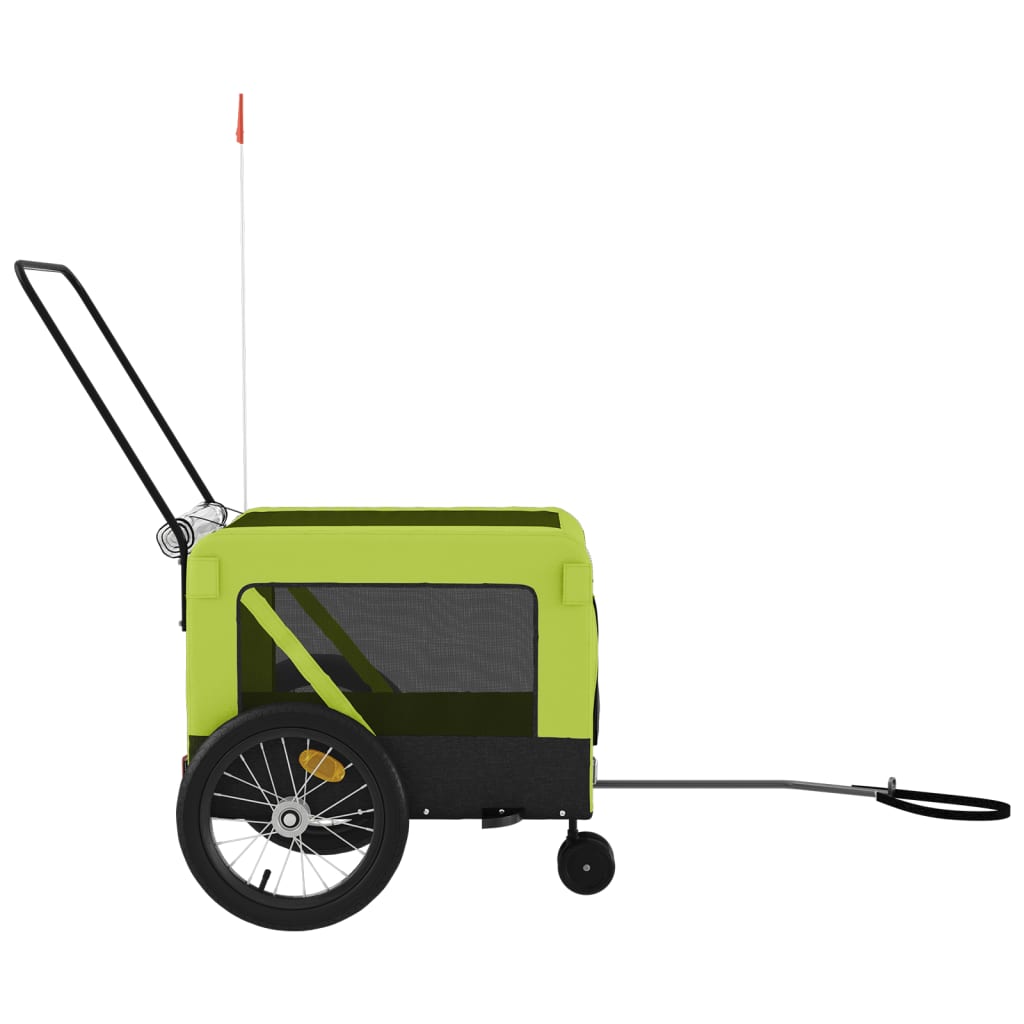 Hondenfietstrailer oxford stof en ijzer groen en zwart 123 x 63 x 66 cm Groen