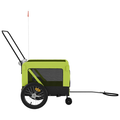 Hondenfietstrailer oxford stof en ijzer groen en zwart 123 x 63 x 66 cm Groen