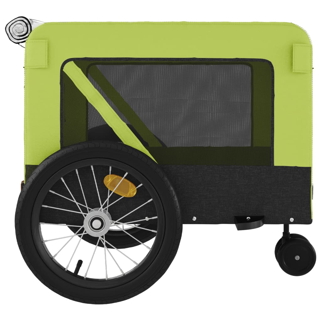 Hondenfietstrailer oxford stof en ijzer groen en zwart 123 x 63 x 66 cm Groen
