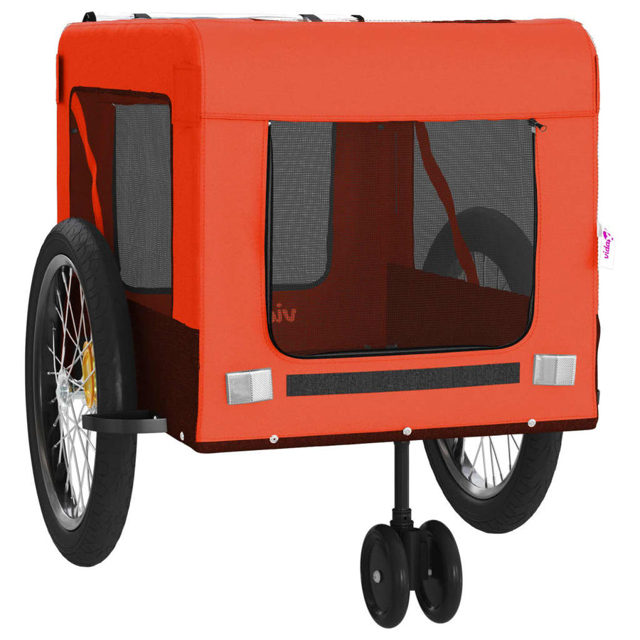 Hondenfietstrailer oxford stof en ijzer oranje en zwart 135 x 68.5 x 73.5 cm orange
