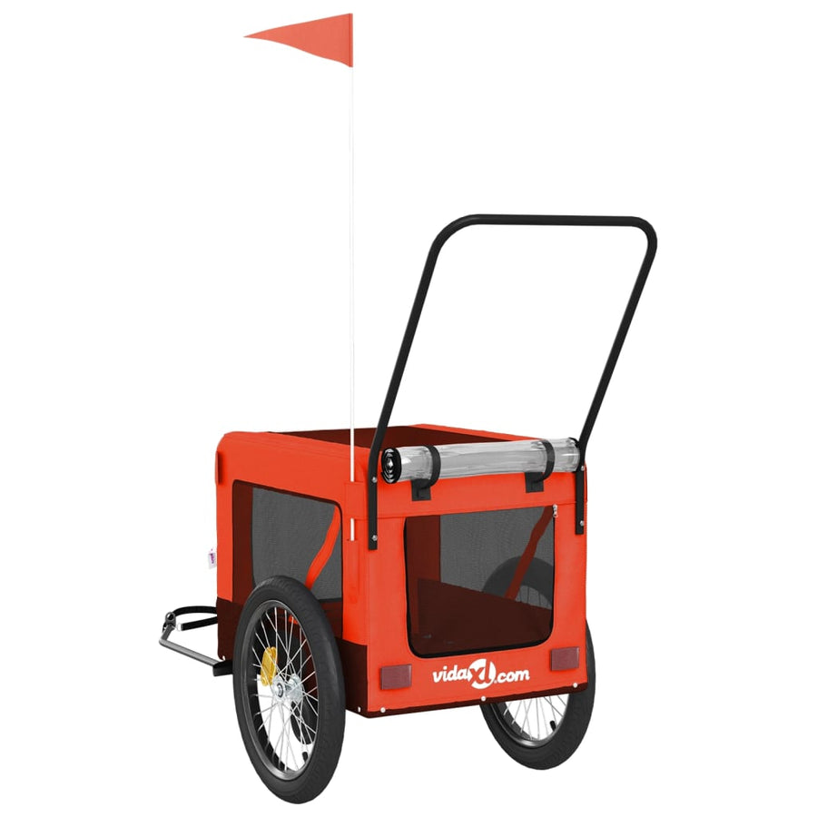 Hondenfietstrailer oxford stof en ijzer oranje en zwart 135 x 68.5 x 73.5 cm orange