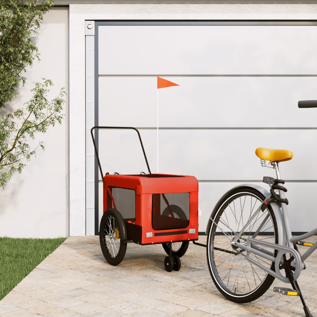 Hondenfietstrailer oxford stof en ijzer oranje en zwart 135 x 68.5 x 73.5 cm orange