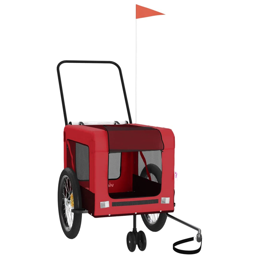 Hondenfietstrailer oxford stof en ijzer rood en zwart 135 x 68.5 x 73.5 cm Rood