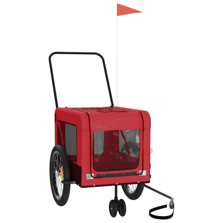 Hondenfietstrailer oxford stof en ijzer rood en zwart 135 x 68.5 x 73.5 cm Rood