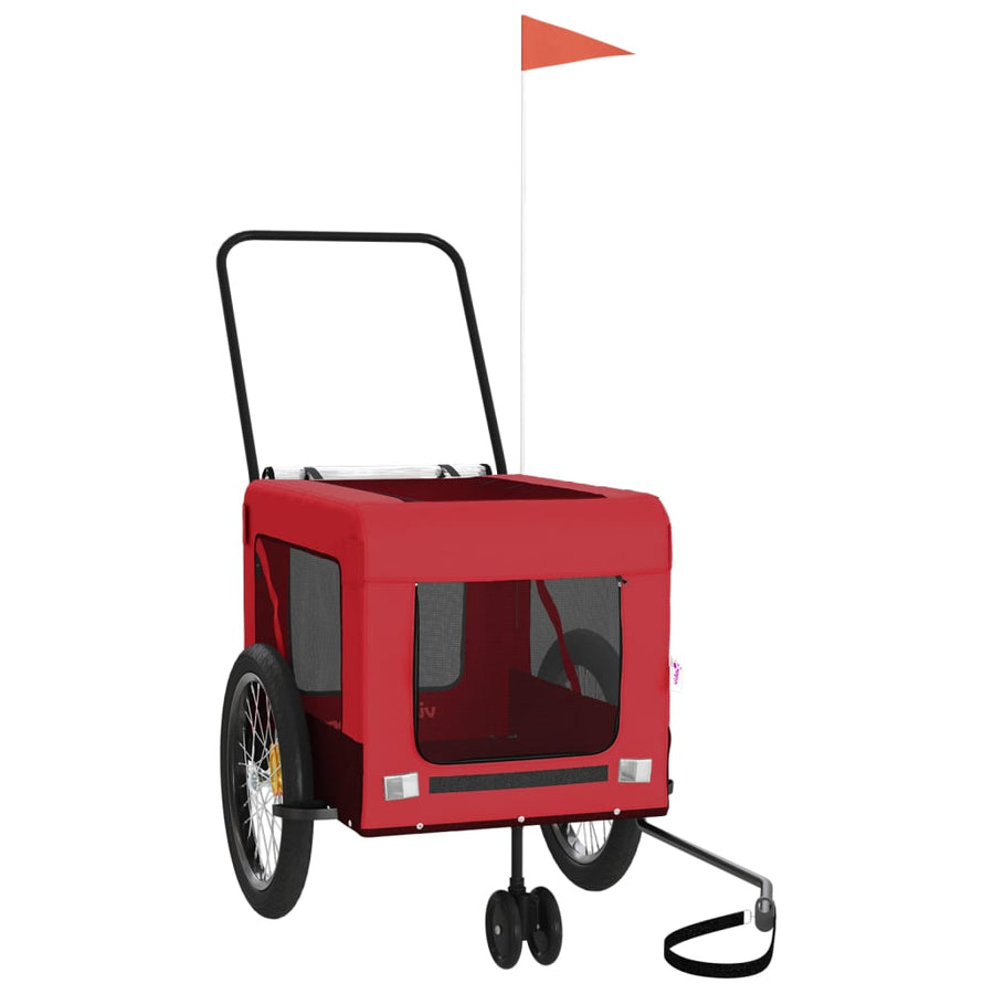 Hondenfietstrailer oxford stof en ijzer rood en zwart 135 x 68.5 x 73.5 cm Rood