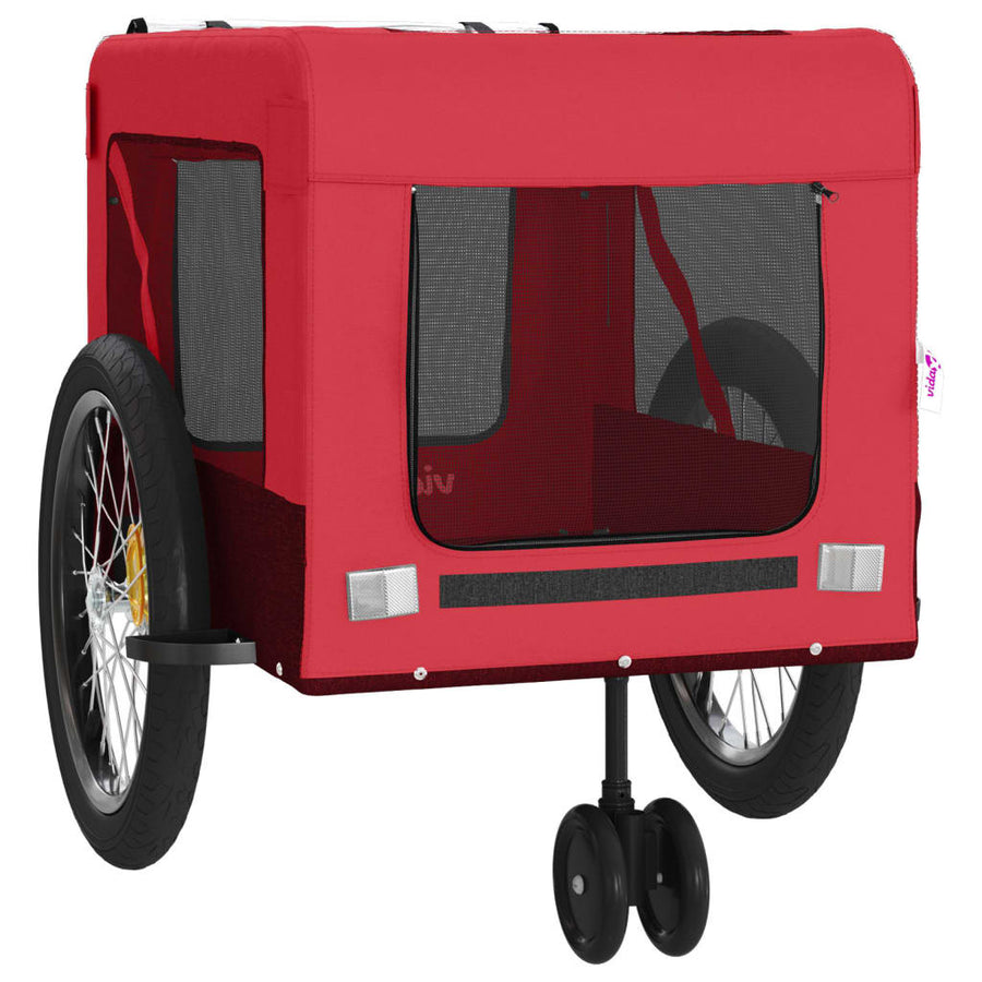 Hondenfietstrailer oxford stof en ijzer rood en zwart 135 x 68.5 x 73.5 cm Rood