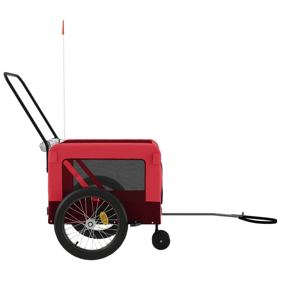 Hondenfietstrailer oxford stof en ijzer rood en zwart 135 x 68.5 x 73.5 cm Rood