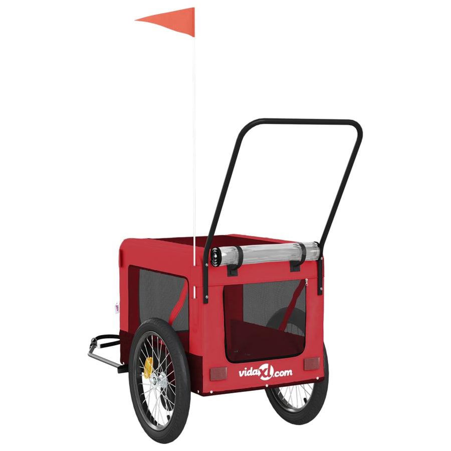 Hondenfietstrailer oxford stof en ijzer rood en zwart 135 x 68.5 x 73.5 cm Rood
