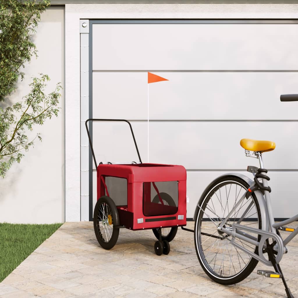 Hondenfietstrailer oxford stof en ijzer rood en zwart 135 x 68.5 x 73.5 cm Rood
