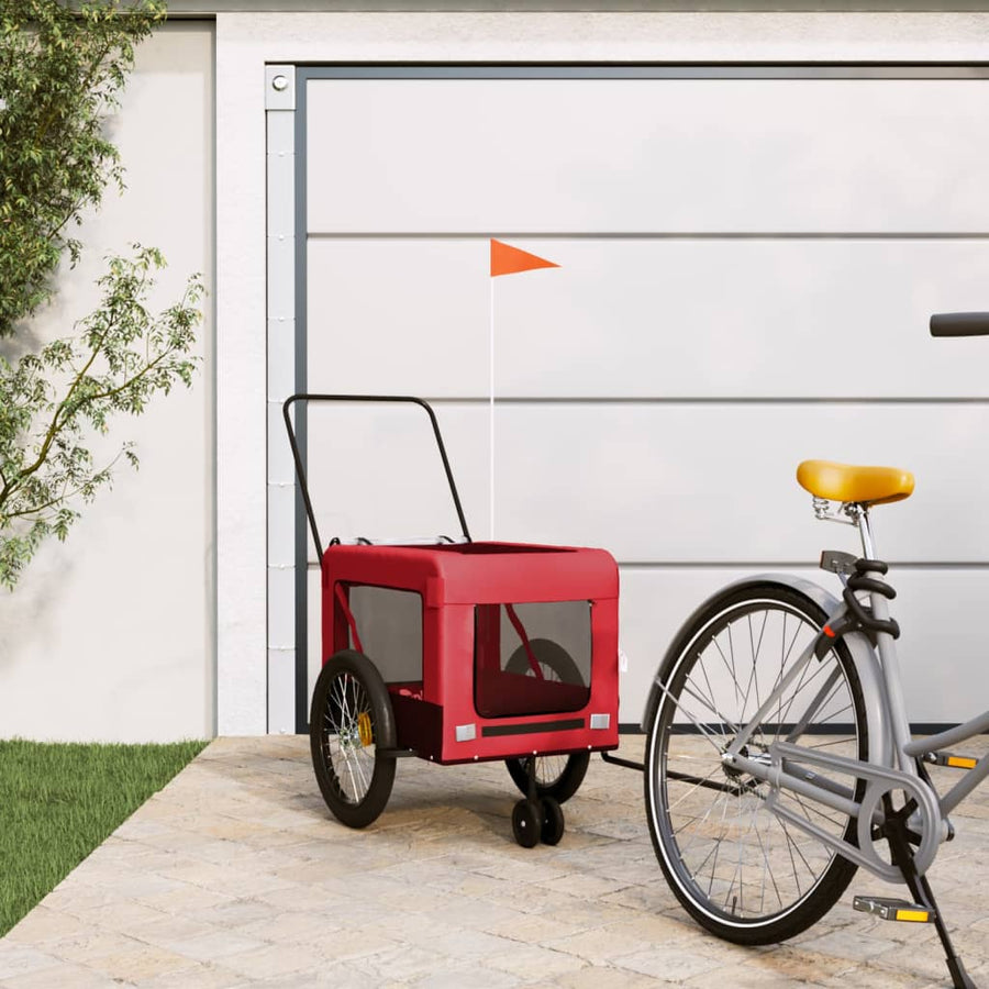 Hondenfietstrailer oxford stof en ijzer rood en zwart 135 x 68.5 x 73.5 cm Rood