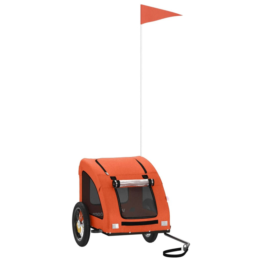 Hondenfietstrailer oxford stof en ijzer oranje 124 x 53 x 53 cm orange