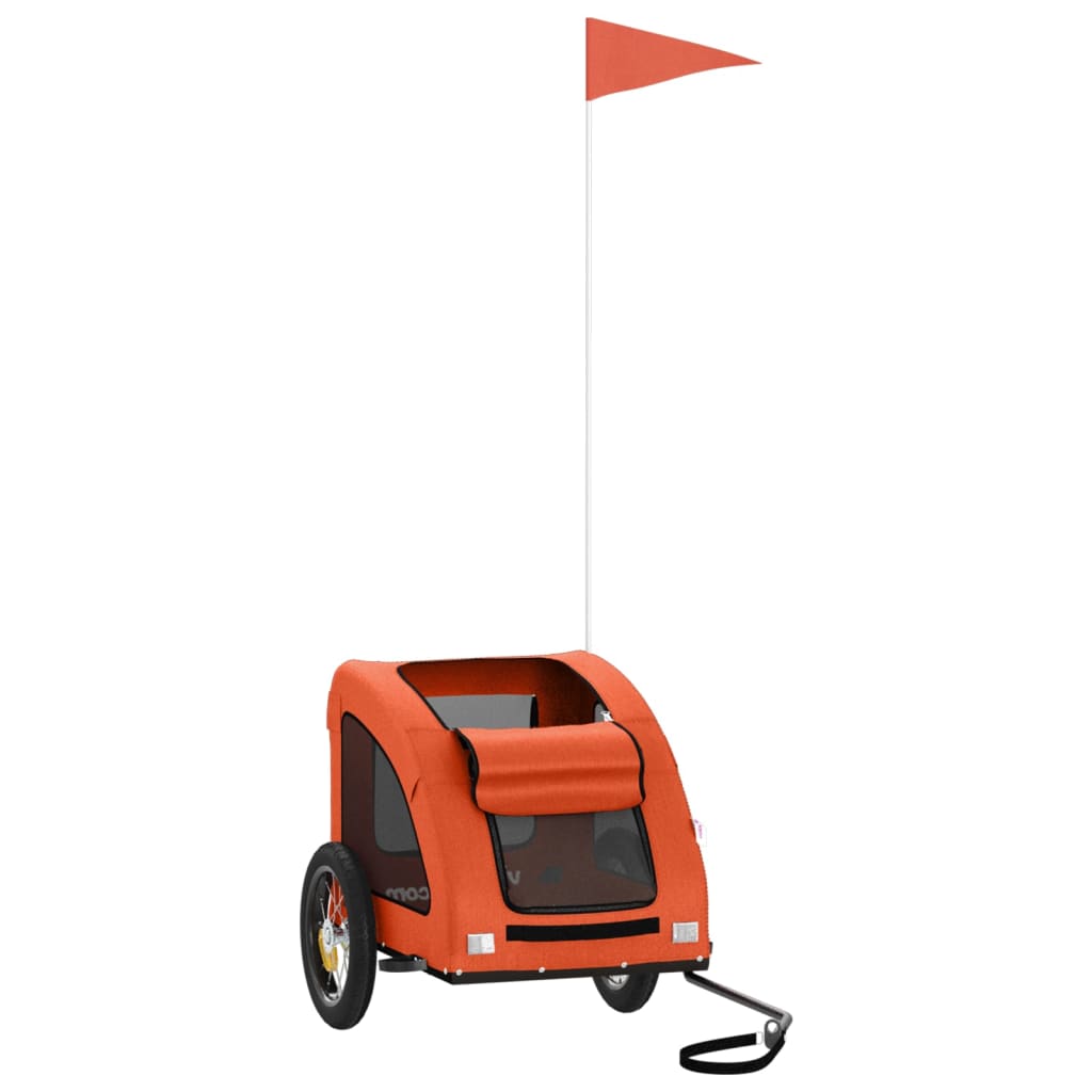 Hondenfietstrailer oxford stof en ijzer oranje 124 x 53 x 53 cm orange