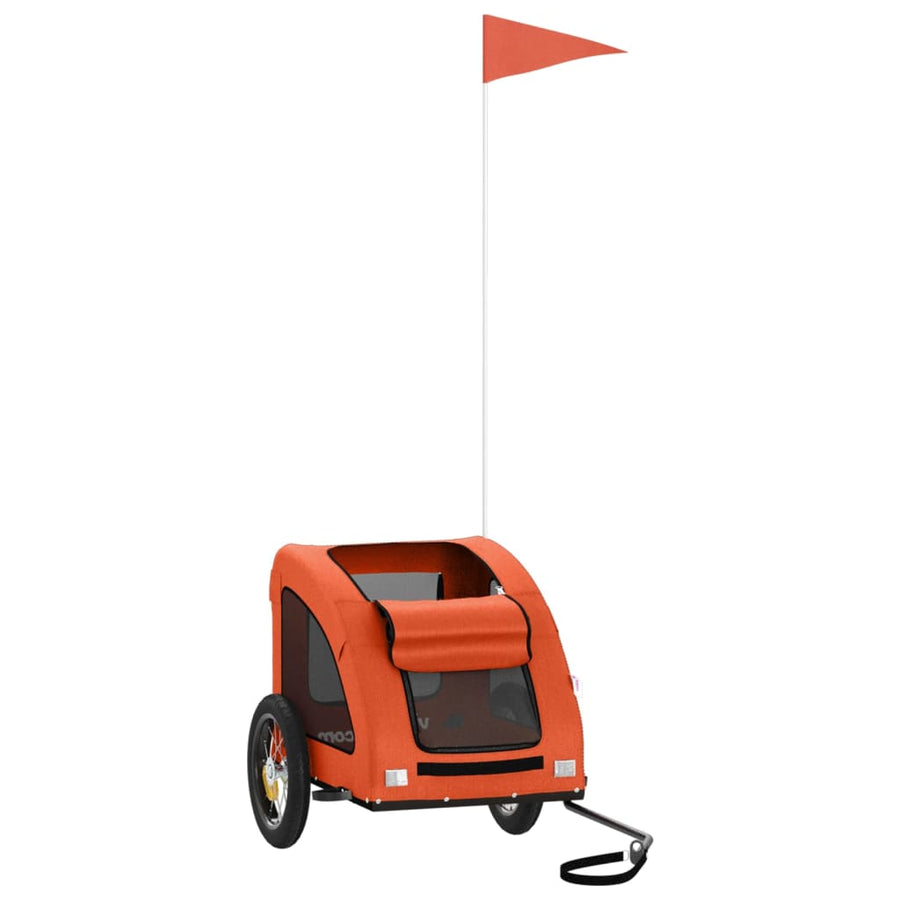 Hondenfietstrailer oxford stof en ijzer oranje 124 x 53 x 53 cm orange