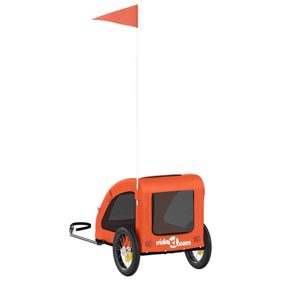 Hondenfietstrailer oxford stof en ijzer oranje 124 x 53 x 53 cm orange