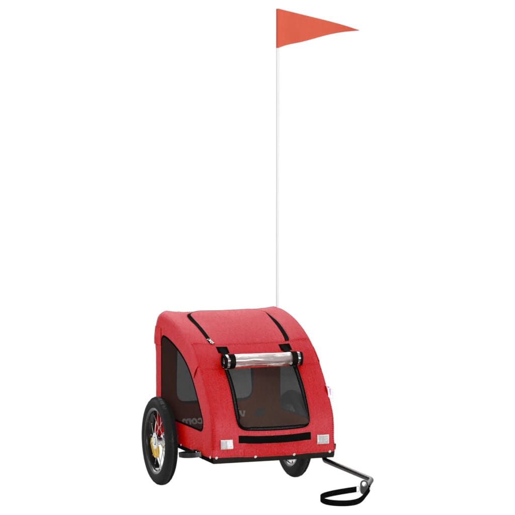 Hondenfietstrailer oxford stof en ijzer rood 124 x 53 x 53 cm Rood