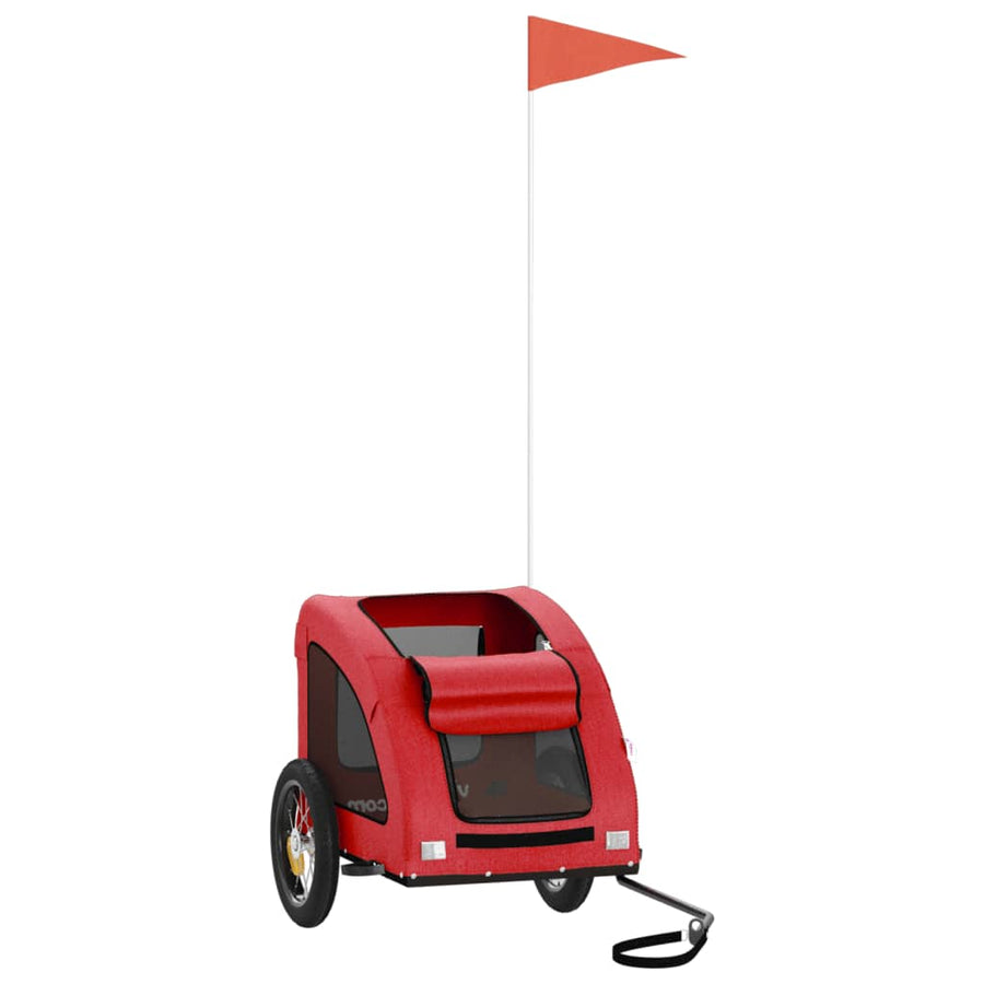 Hondenfietstrailer oxford stof en ijzer rood 124 x 53 x 53 cm Rood