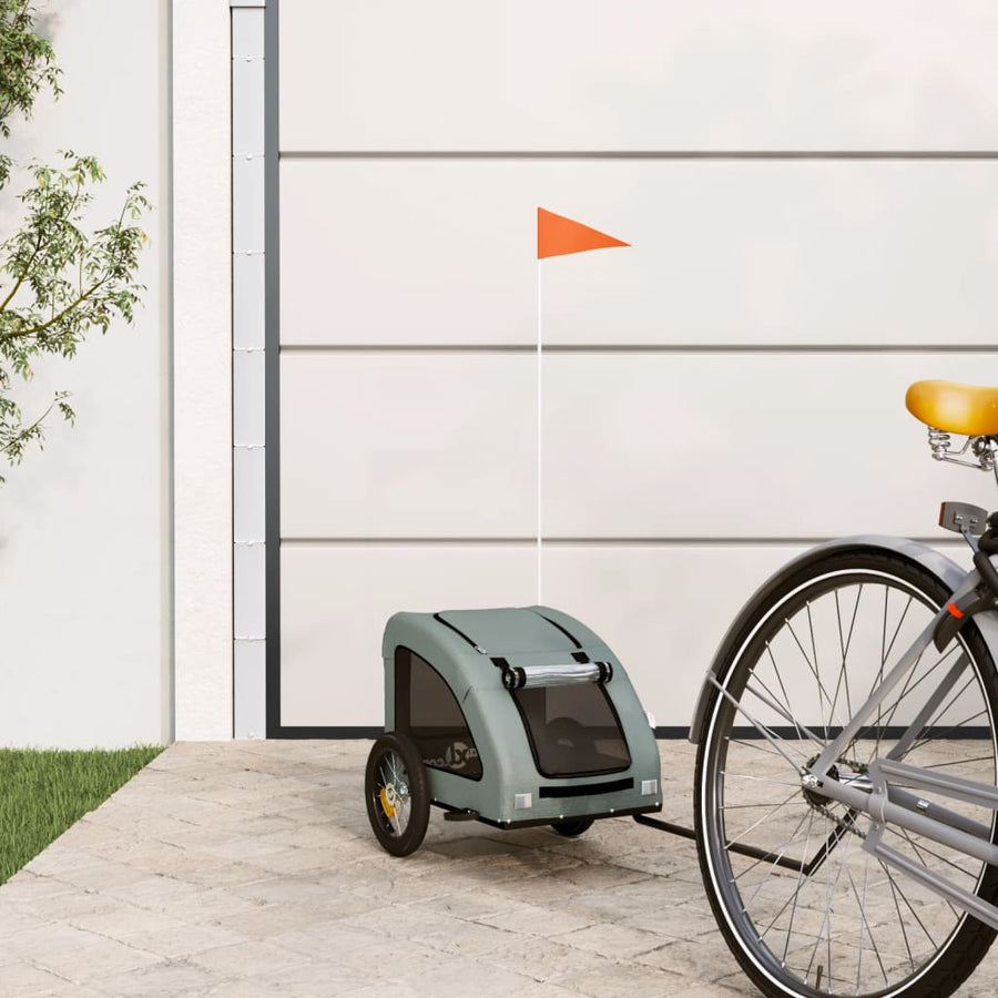 Hondenfietstrailer Oxford Stof En Ijzer 124 x 53 x 53 cm Grijs