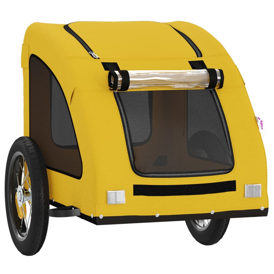 Hondenfietstrailer oxford stof en ijzer geel 124 x 53 x 53 cm Geel