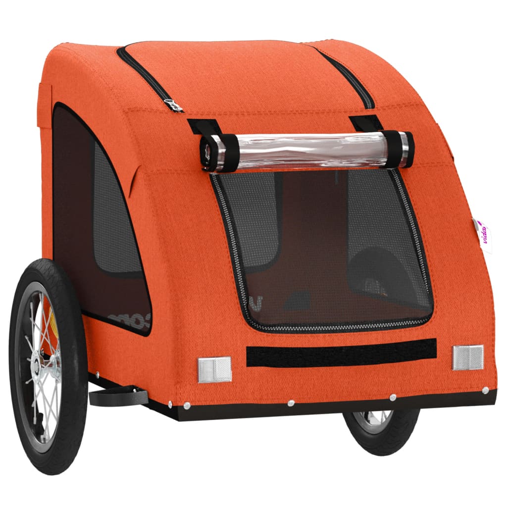 Hondenfietstrailer oxford stof en ijzer oranje