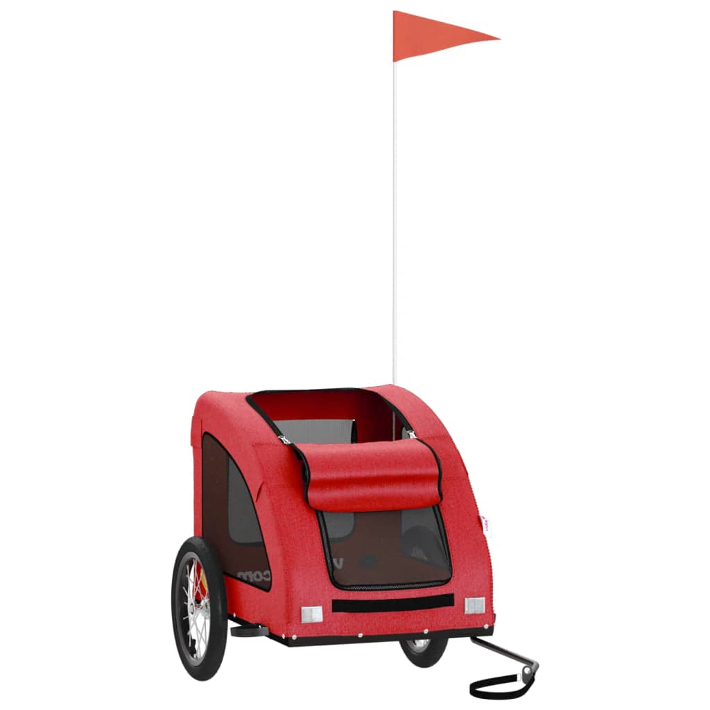 Hondenfietstrailer oxford stof en ijzer rood 125 x 63 x 66 cm Rood