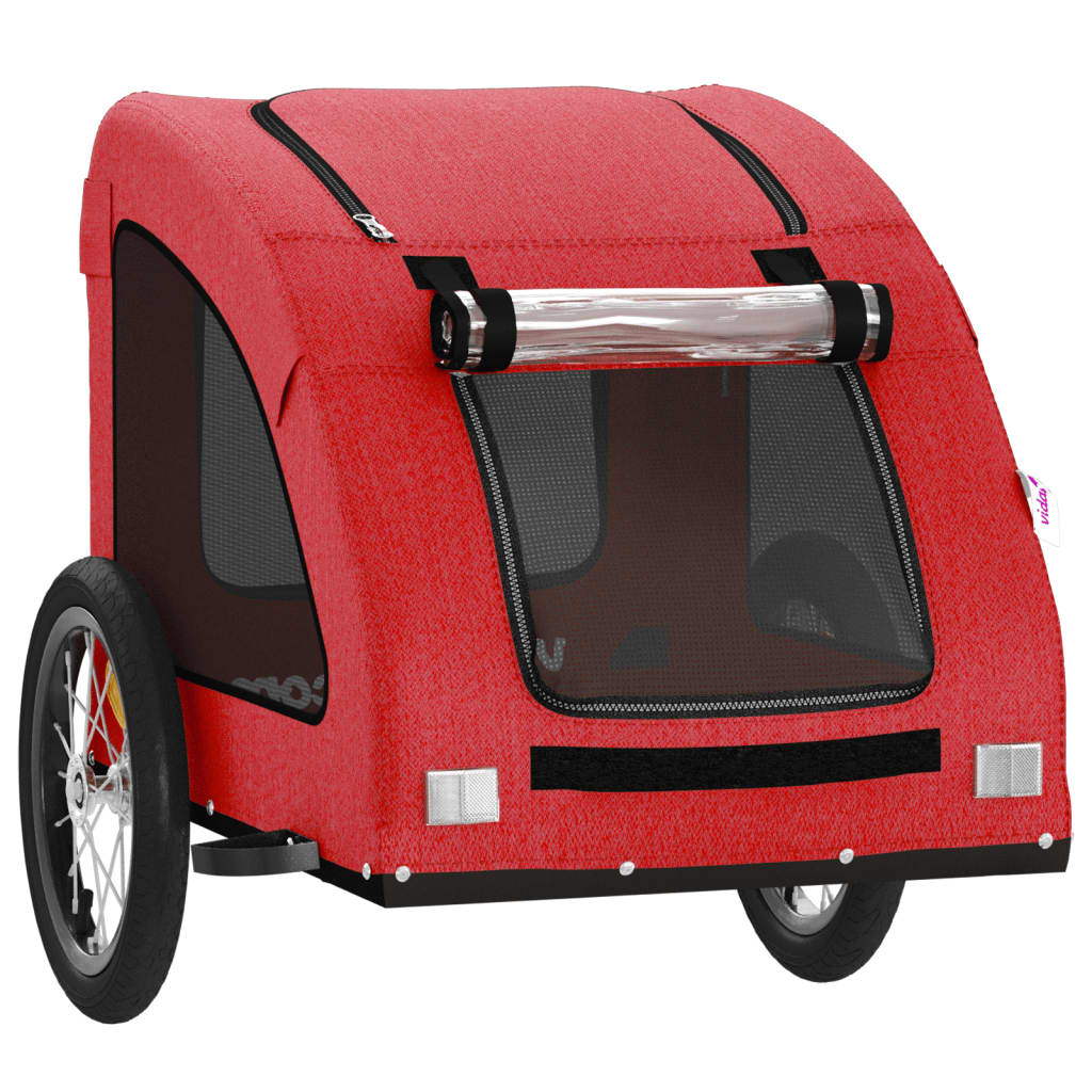 Hondenfietstrailer oxford stof en ijzer rood 125 x 63 x 66 cm Rood