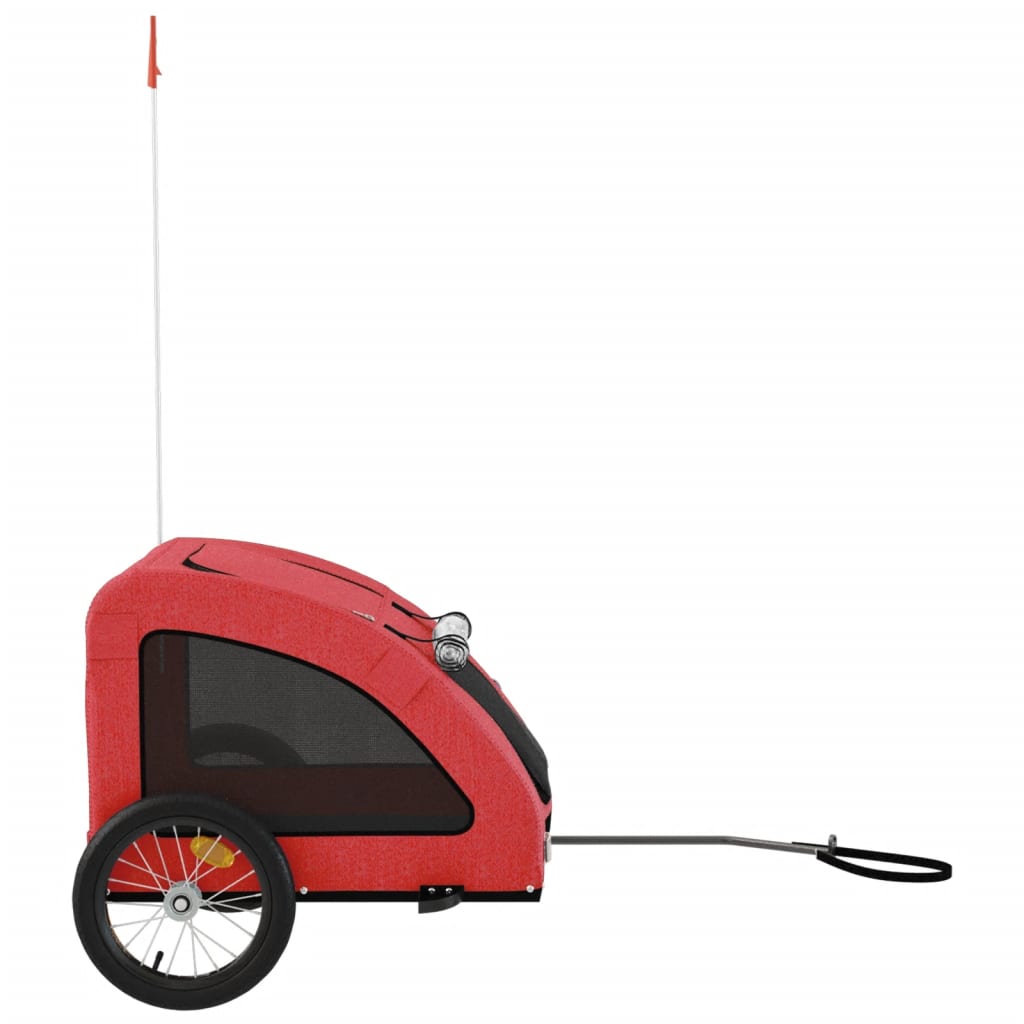 Hondenfietstrailer oxford stof en ijzer rood 125 x 63 x 66 cm Rood