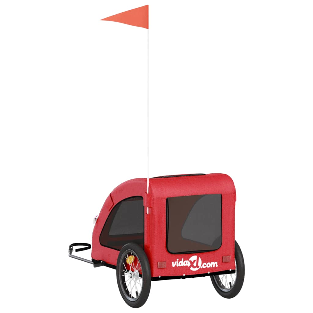 Hondenfietstrailer oxford stof en ijzer rood 125 x 63 x 66 cm Rood