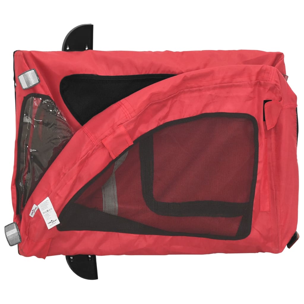 Hondenfietstrailer oxford stof en ijzer rood 125 x 63 x 66 cm Rood
