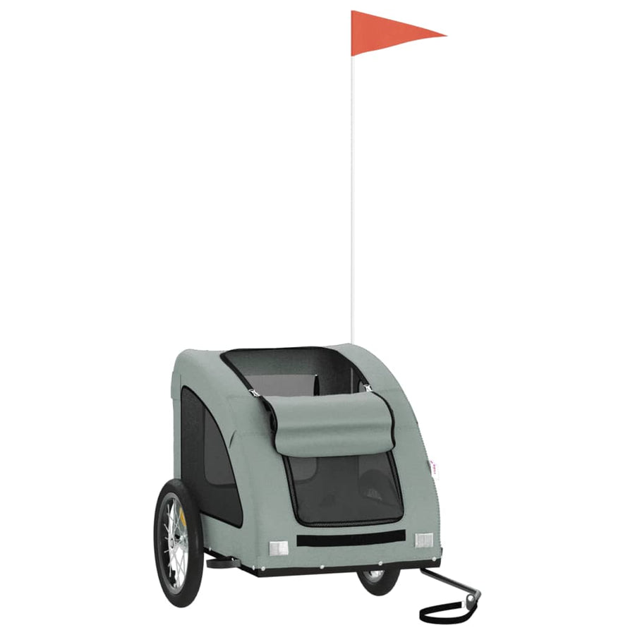Hondenfietstrailer oxford stof en ijzer grijs 125 x 63 x 66 cm Grijs