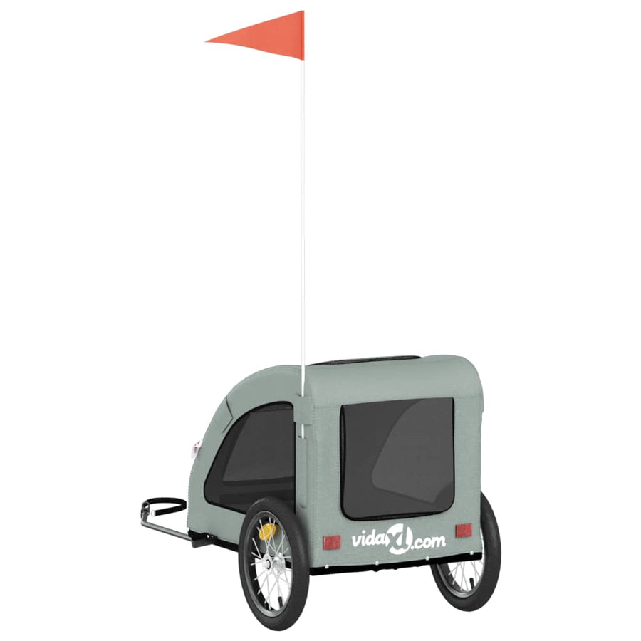Hondenfietstrailer oxford stof en ijzer grijs 125 x 63 x 66 cm Grijs