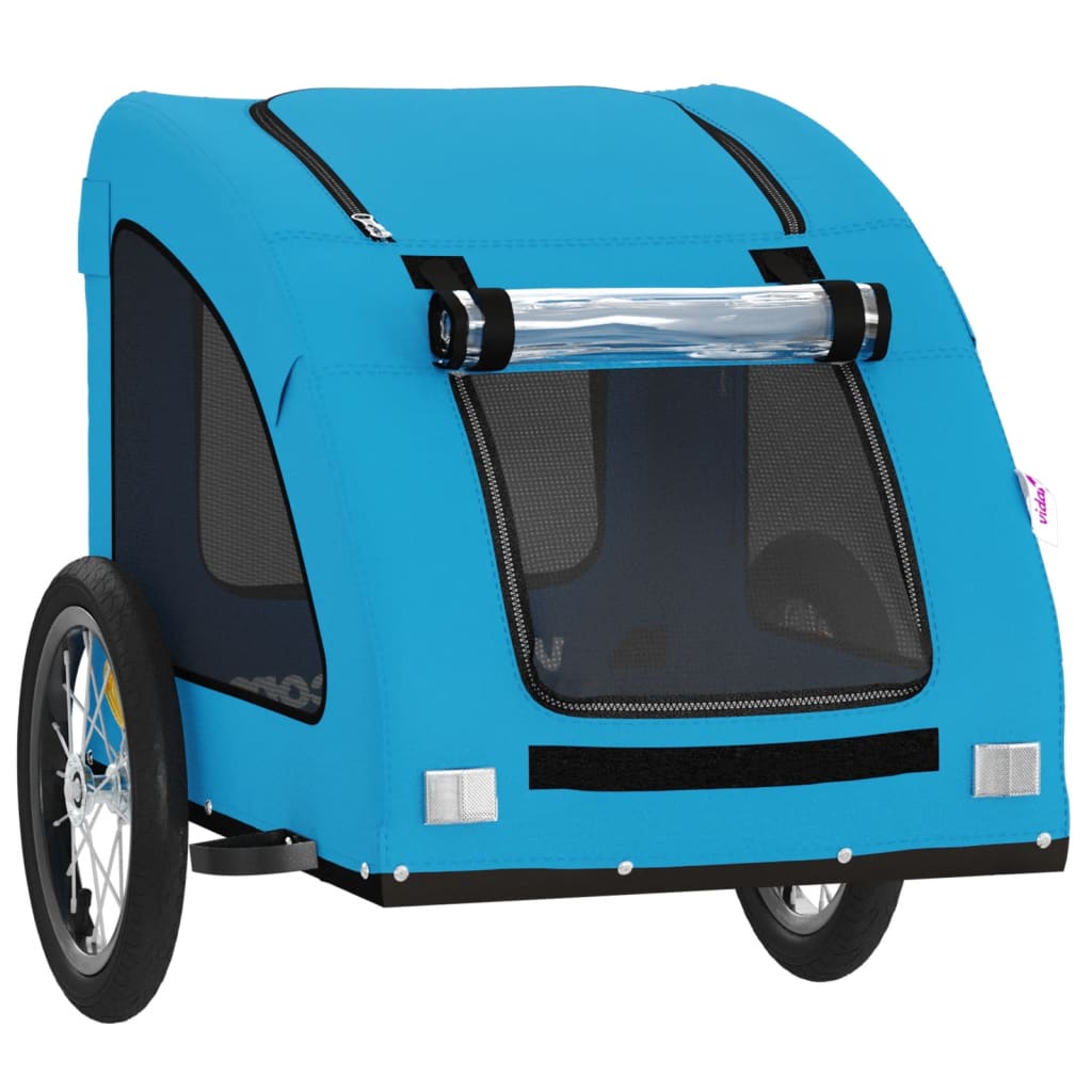 Hondenfietstrailer oxford stof en ijzer blauw 125 x 63 x 66 cm Blauw