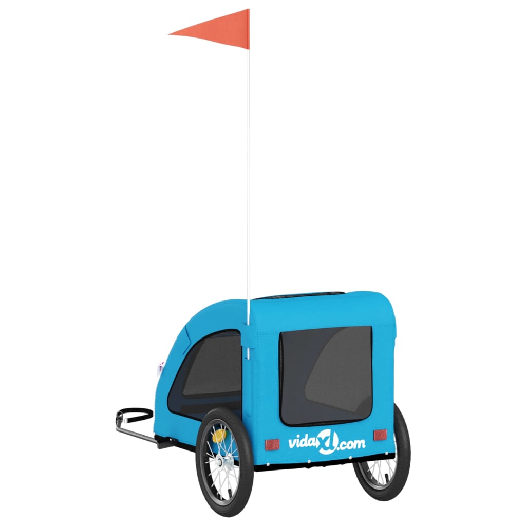 Hondenfietstrailer oxford stof en ijzer blauw 125 x 63 x 66 cm Blauw