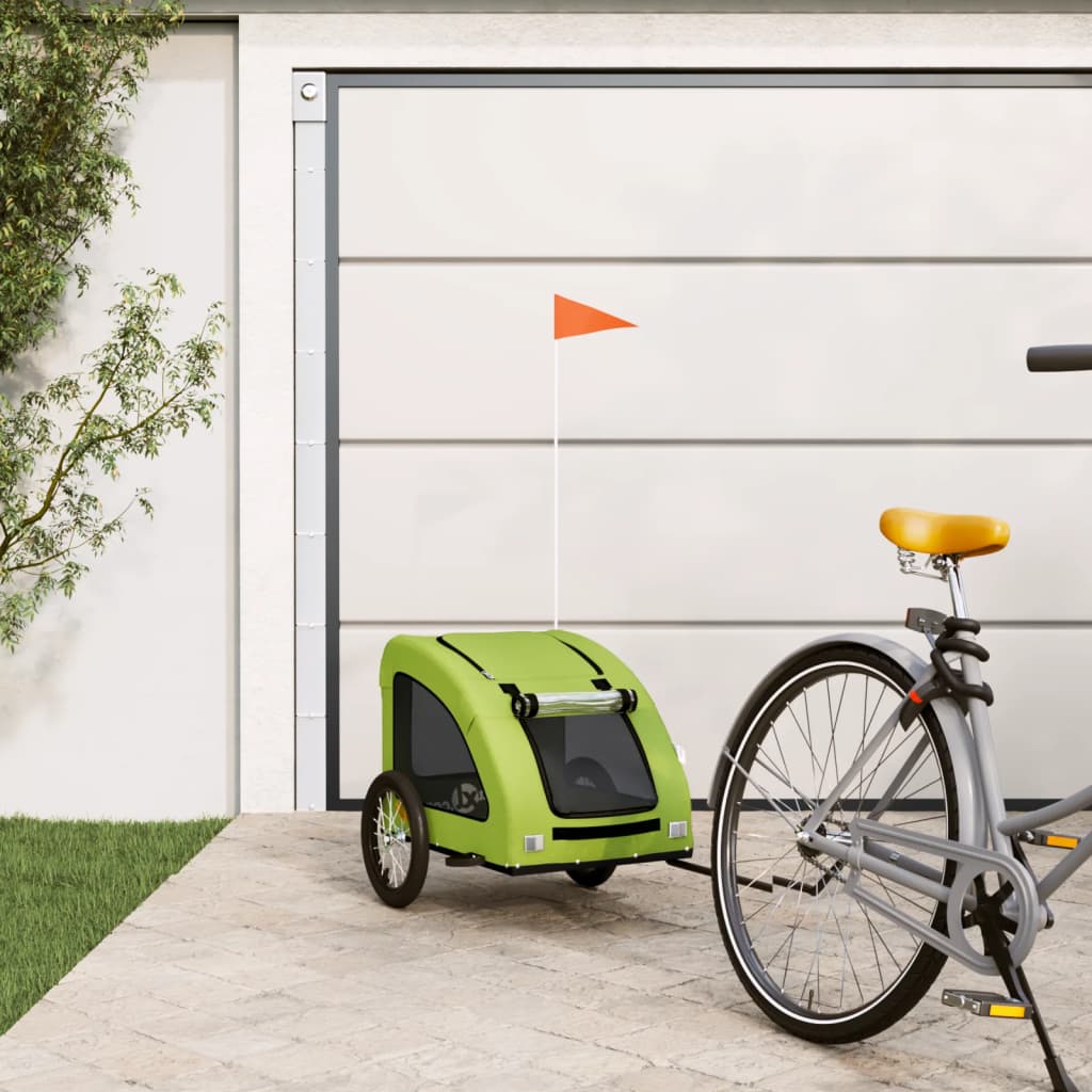 Hondenfietstrailer oxford stof en ijzer groen 125 x 63 x 66 cm Groen