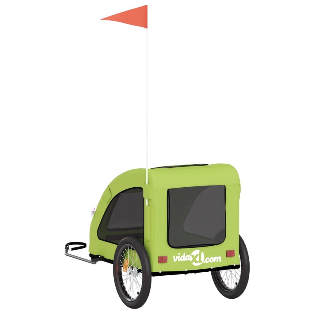 Hondenfietstrailer oxford stof en ijzer groen