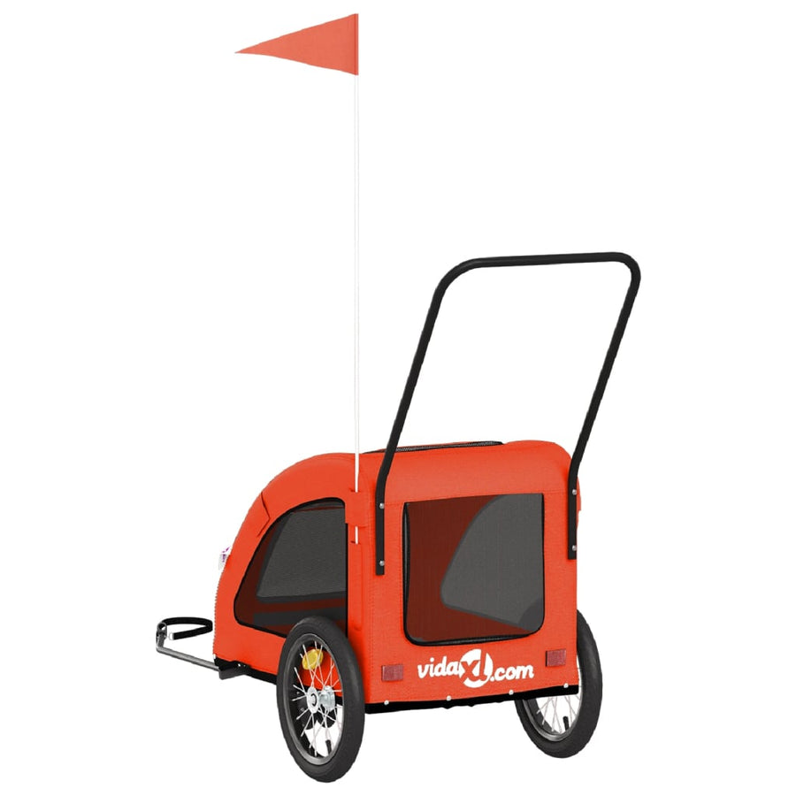 Hondenfietstrailer oxford stof en ijzer oranje