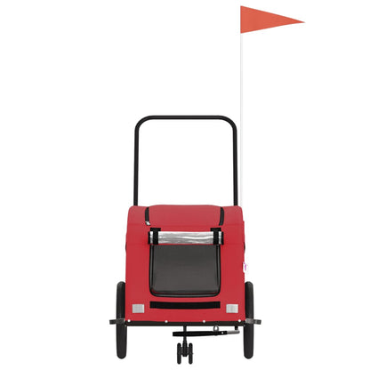 Hondenfietstrailer oxford stof en ijzer rood