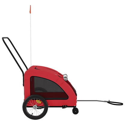 Hondenfietstrailer oxford stof en ijzer rood