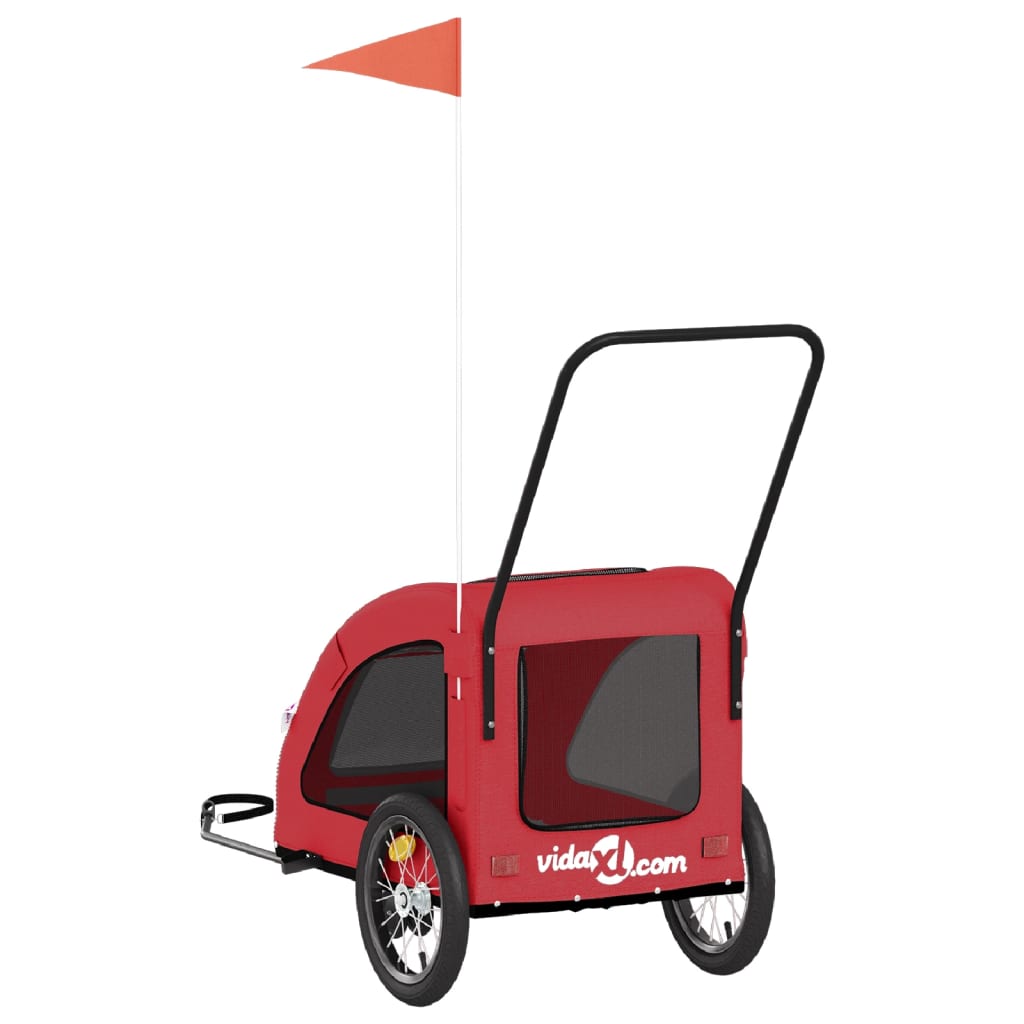 Hondenfietstrailer oxford stof en ijzer rood
