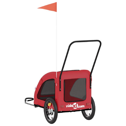 Hondenfietstrailer oxford stof en ijzer rood