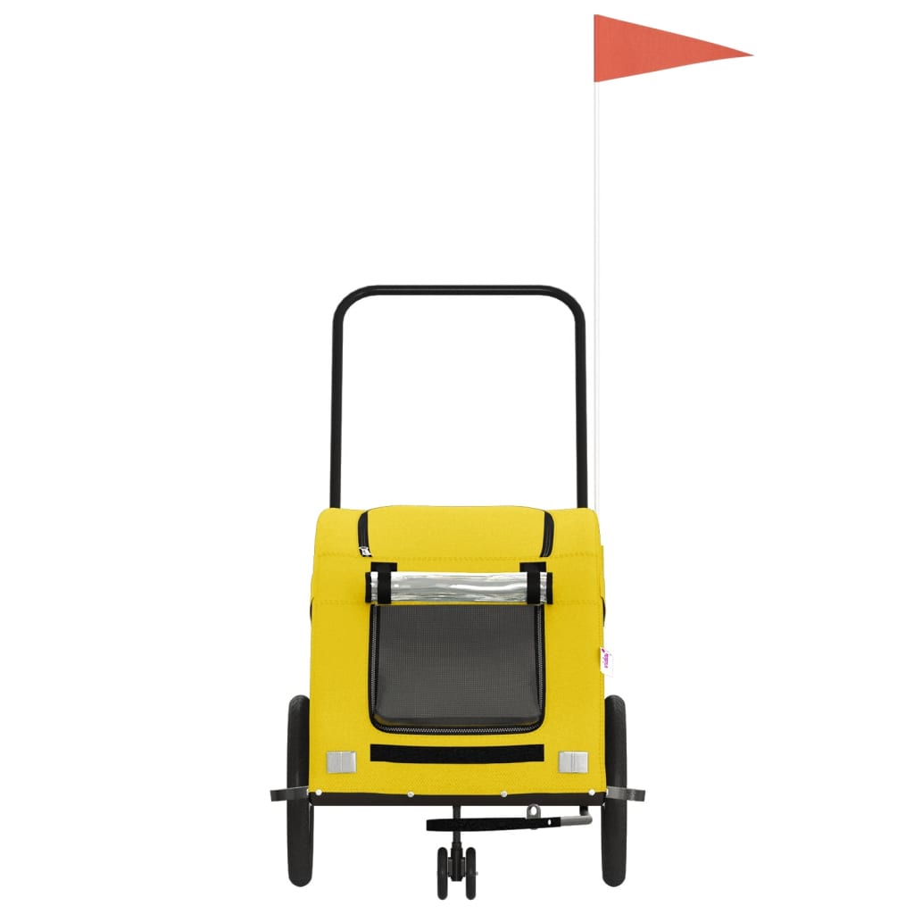 Hondenfietstrailer oxford stof en ijzer geel