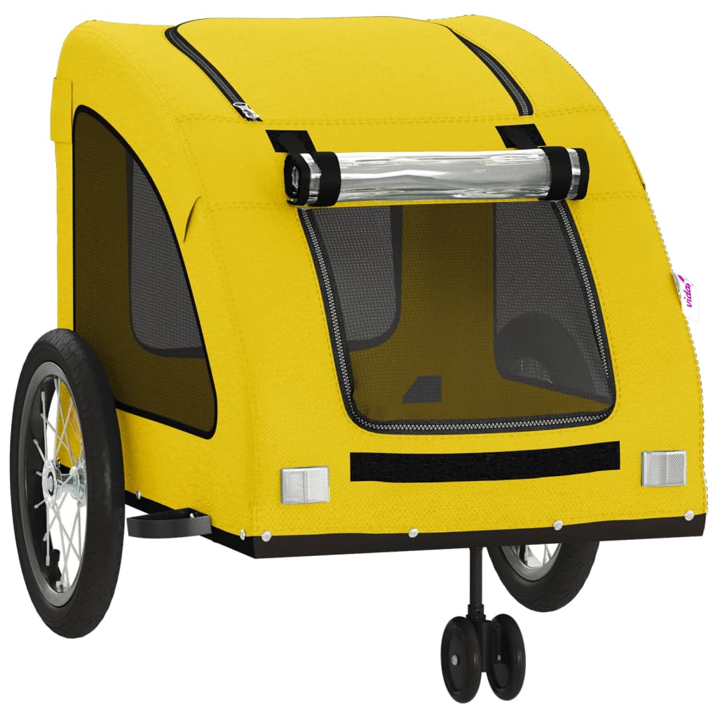 Hondenfietstrailer oxford stof en ijzer geel