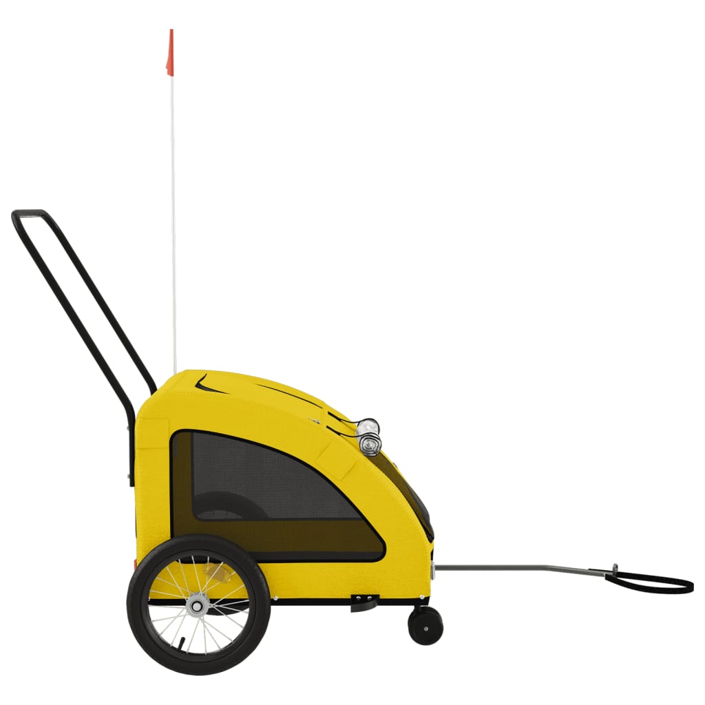 Hondenfietstrailer oxford stof en ijzer geel