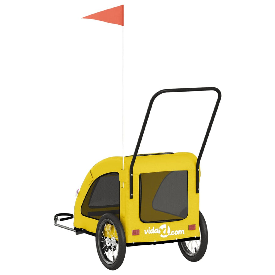 Hondenfietstrailer oxford stof en ijzer geel