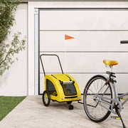 Hondenfietstrailer 63x124x66 cm geel