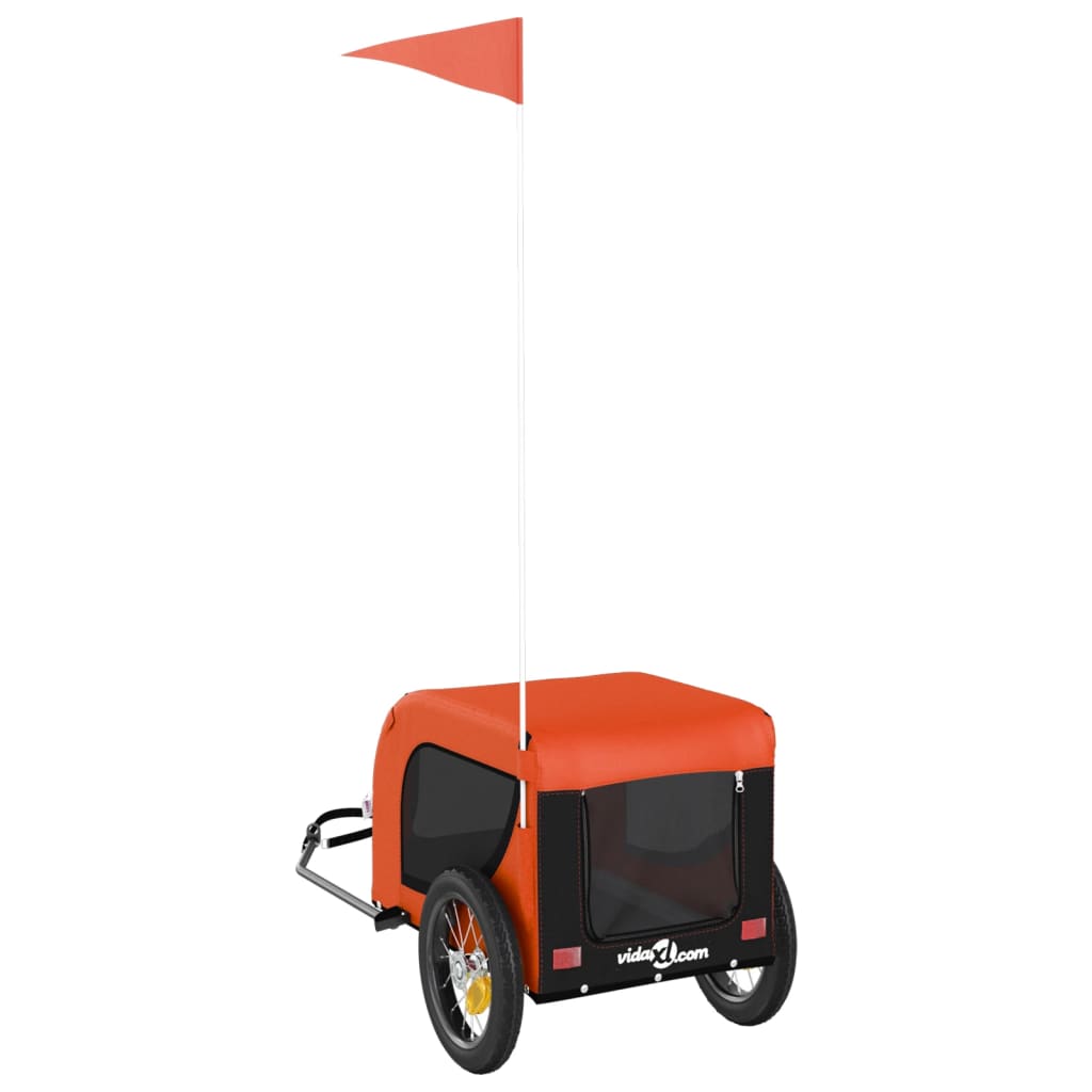 Hondenfietstrailer Oxford Stof En Ijzer Oranje En Zwart 124 x 53 x 53 cm orange