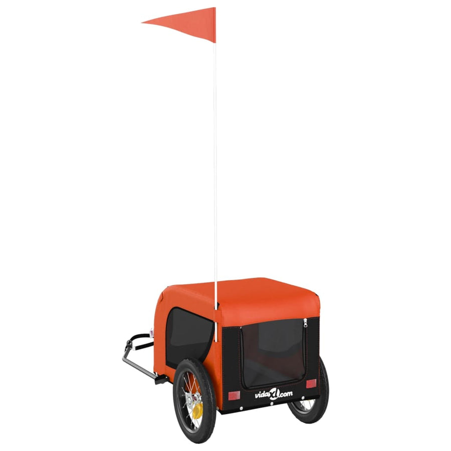 Hondenfietstrailer Oxford Stof En Ijzer Oranje En Zwart 124 x 53 x 53 cm orange